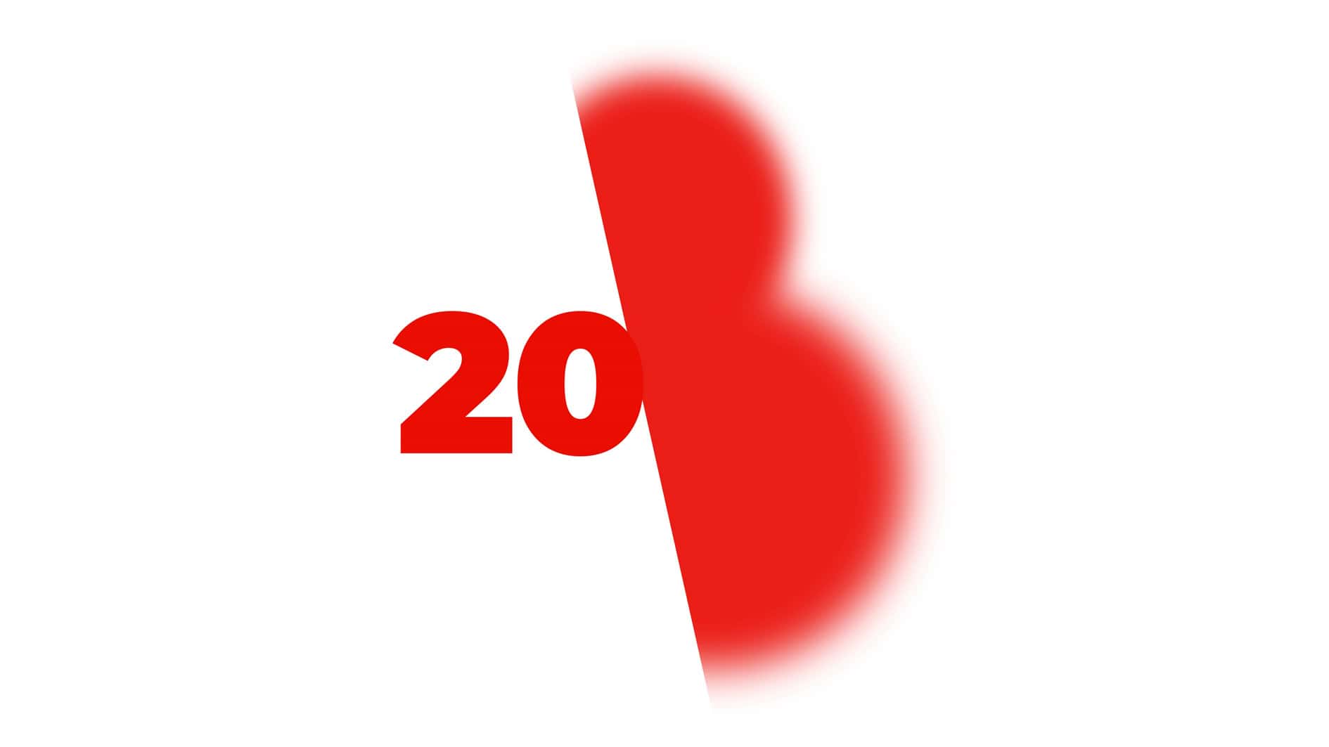 Plakat 20. Biennale Teatralne 2026 z czerwonym sercem i numerem 20.